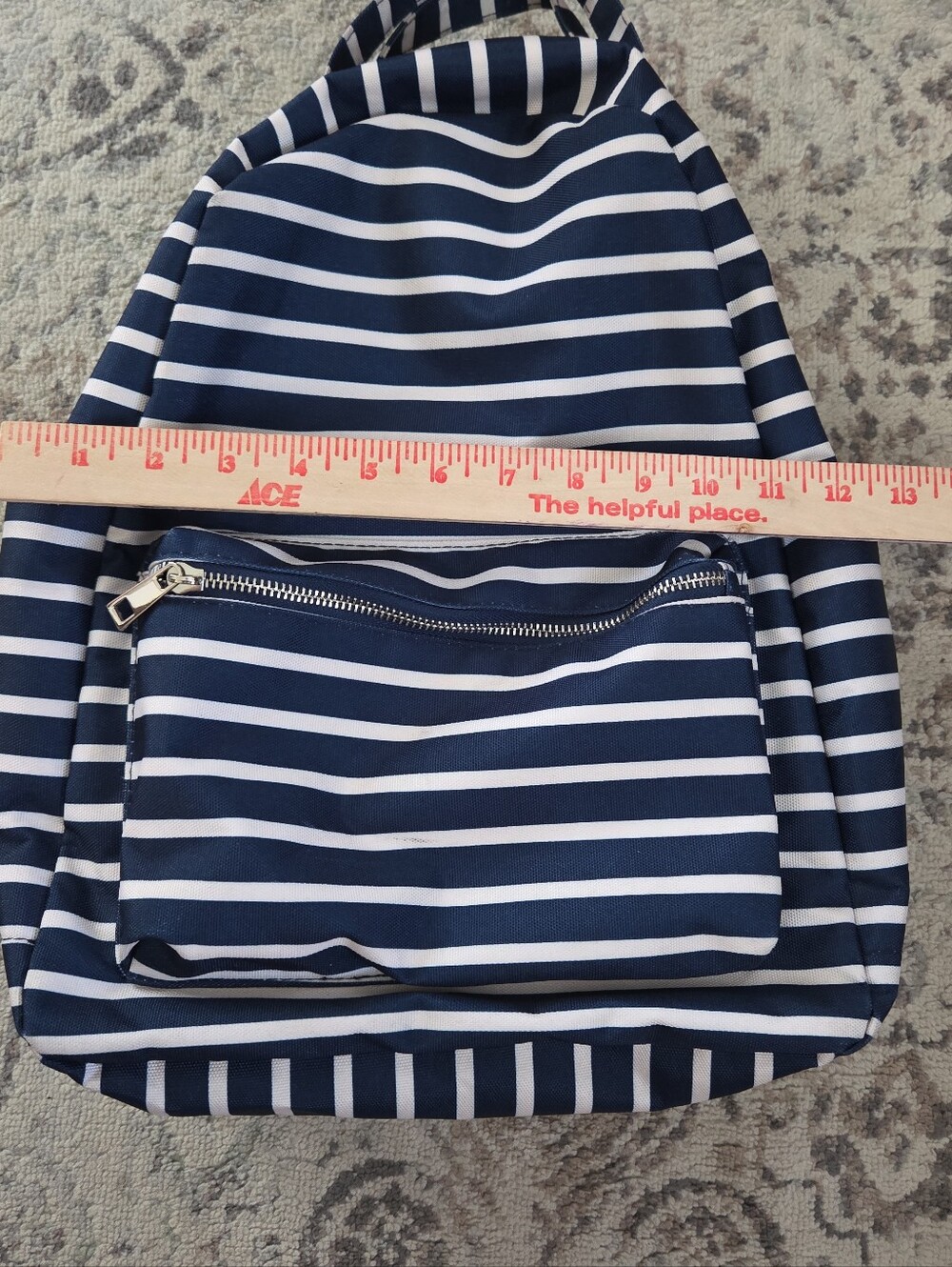 No Boundaries Nylon Cargo Backpack Navy & White Striped EUC Back To School - Picture 5 of 8